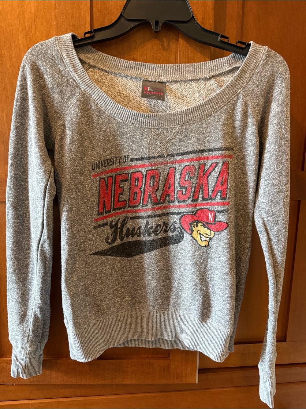 Nebraska Huskers Off-the-Shoulder French Terry Sweatshirt - Small grey